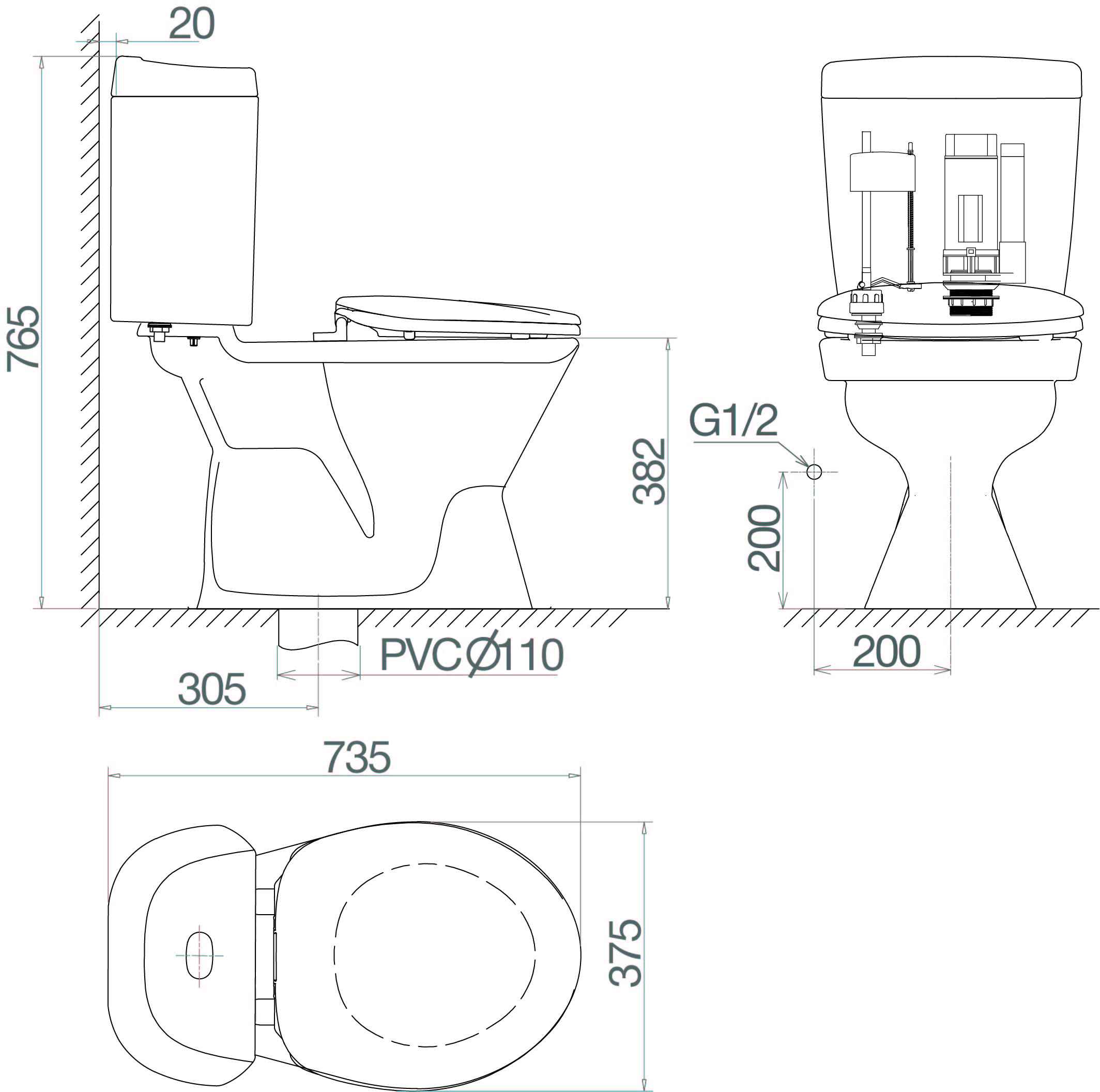 Bàn cầu hai khối VI28