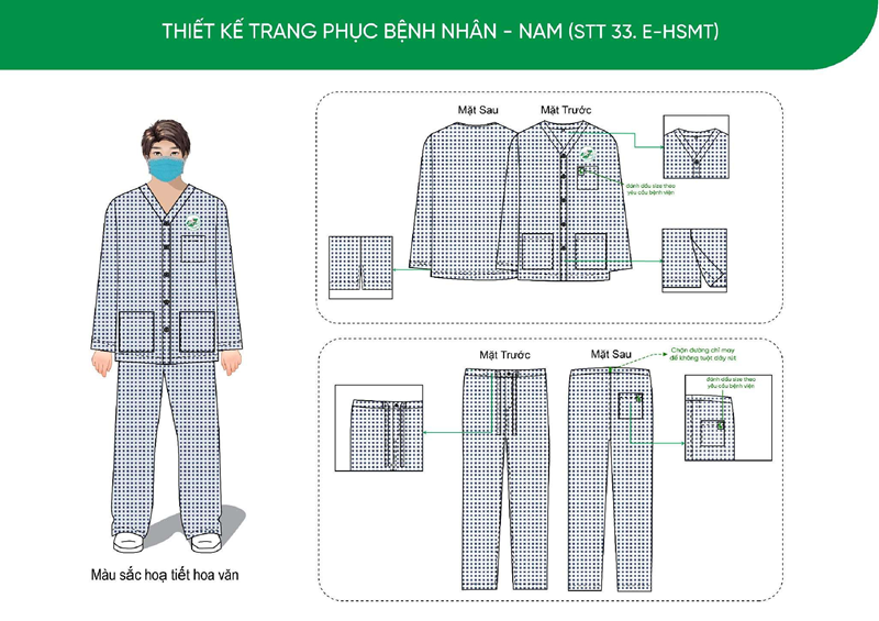 Mẫu bộ quần áo bệnh nhân Nam