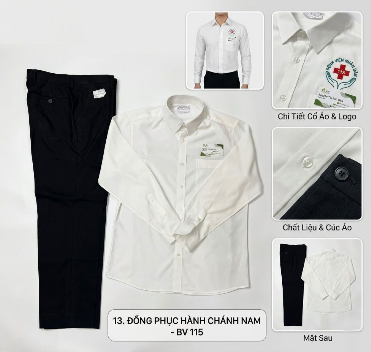 Đồng Phục Hành Chánh Sơ Mi & Quần Tây Nam - Bệnh Viện Nhân Dân 115
