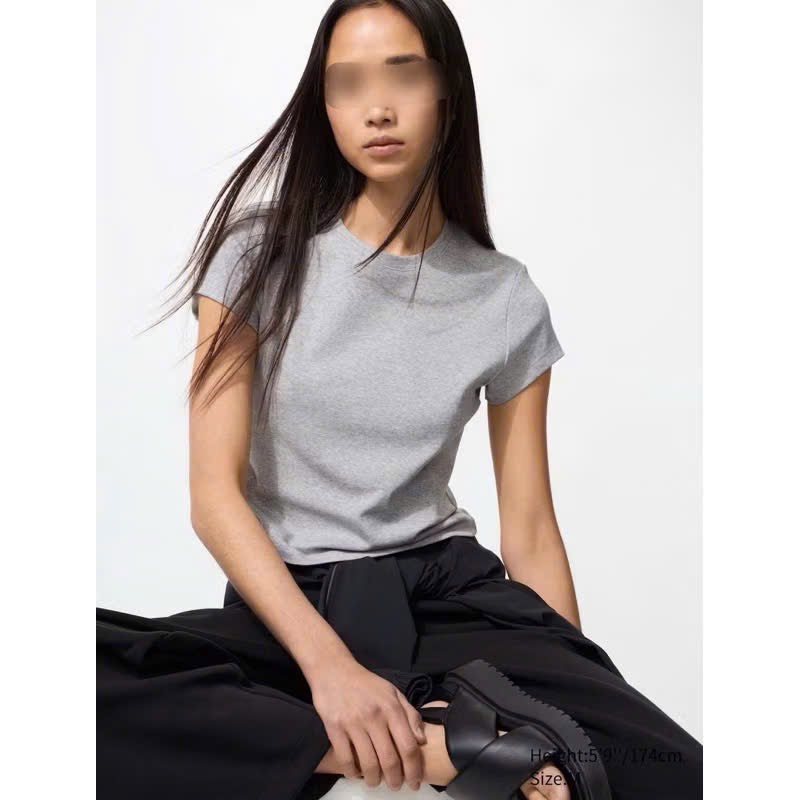 AE03 Áo supima croptop dài Uni