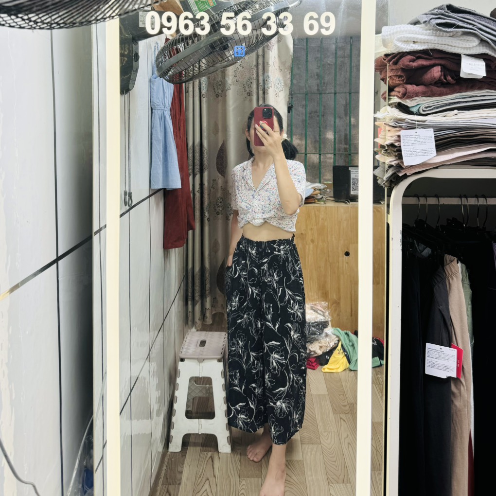 QE19 Quần lanh ống rộng