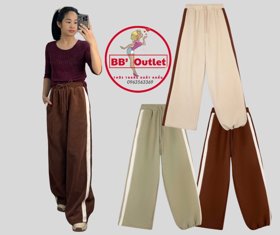 Q128 Quần nỉ nữ ống siêu rộng