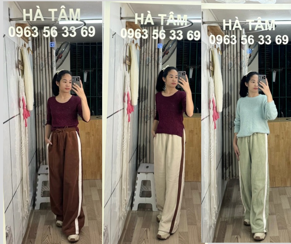 Q128 Quần nỉ nữ ống siêu rộng