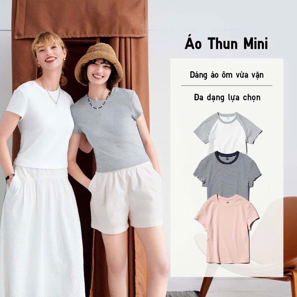 AE03 Áo supima croptop dài Uni