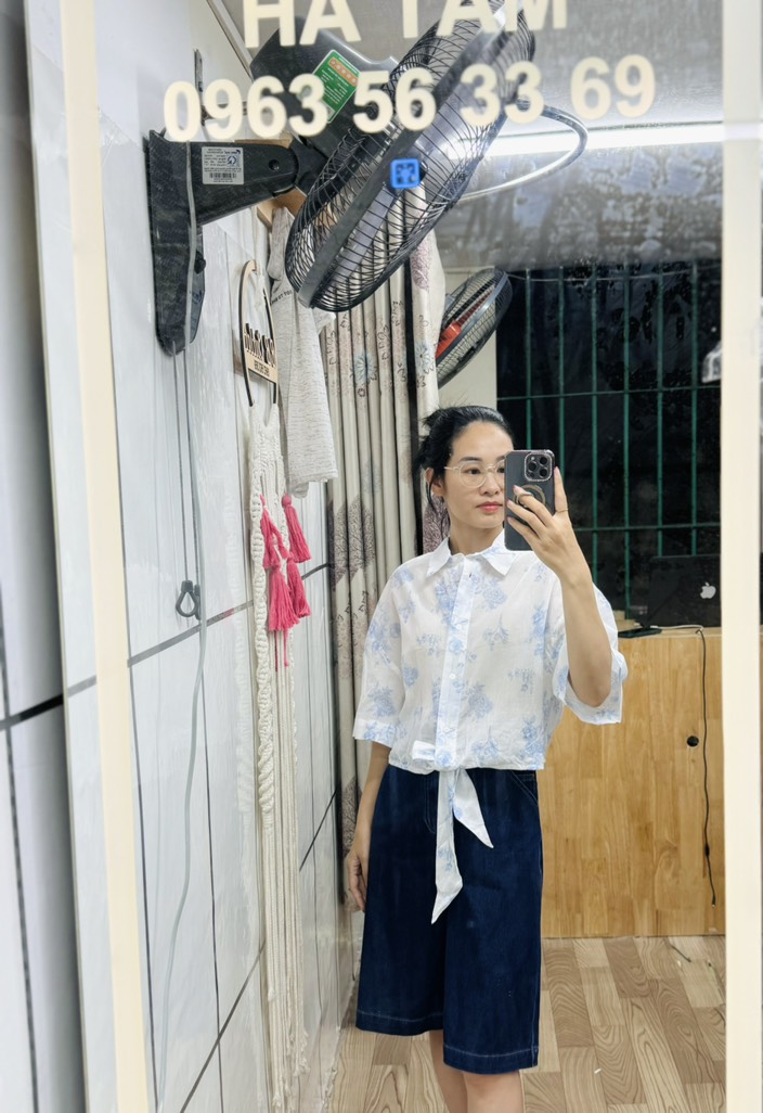 A117 Áo sơ mi thô boi croptop GJ