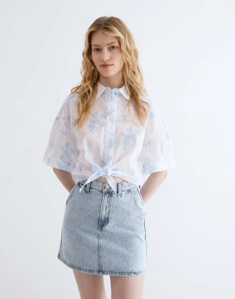 A117 Áo sơ mi thô boi croptop GJ