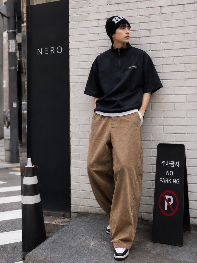 QE31 Quần nhung ống siêu rộng unisex