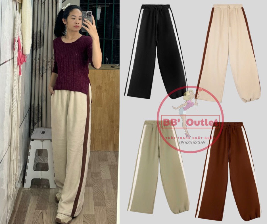 Q128 Quần nỉ nữ ống siêu rộng