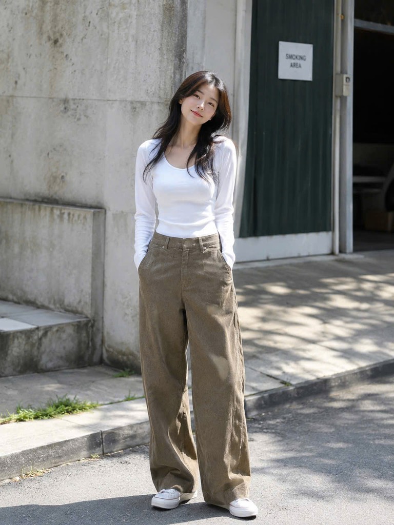 QE31 Quần nhung ống siêu rộng unisex