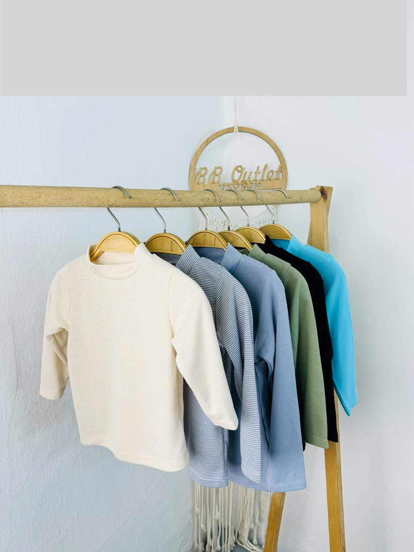 A163 Áo cổ 3 phân trẻ em Mu Zi