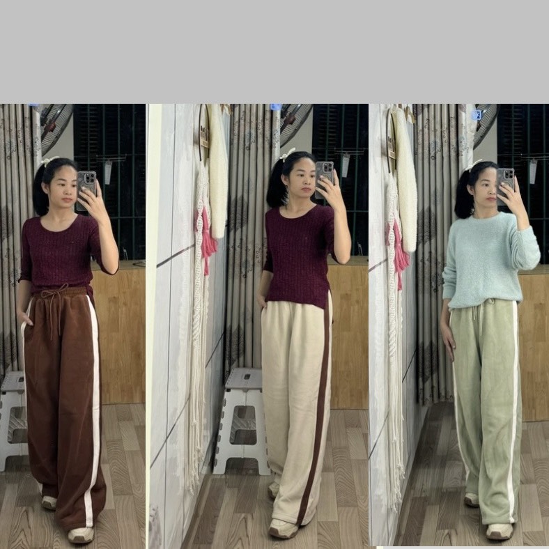 Q128 Quần nỉ nữ ống siêu rộng