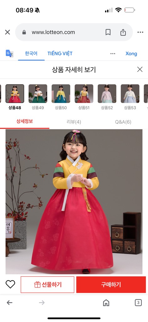Bộ Hanbok bé gái 7t