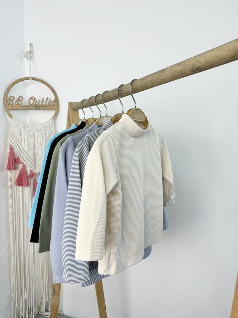 A163 Áo cổ 3 phân trẻ em Mu Zi