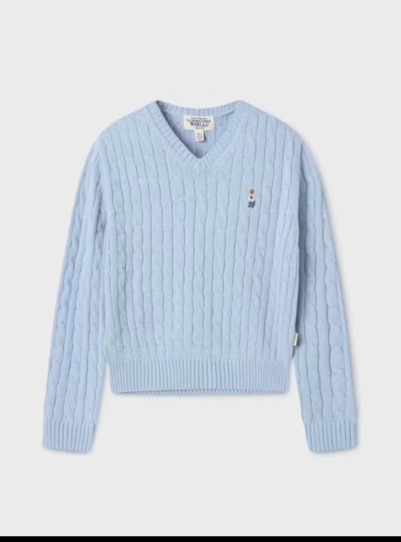 A124 Áo len gấu cổ tim