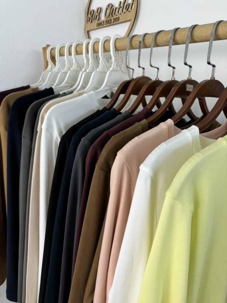 AE29 Áo thun cotton cổ tròn tay dài