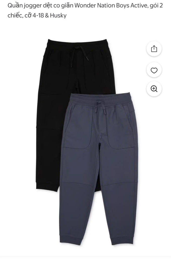 Q122 Quần jogger bé trai Wonder nation