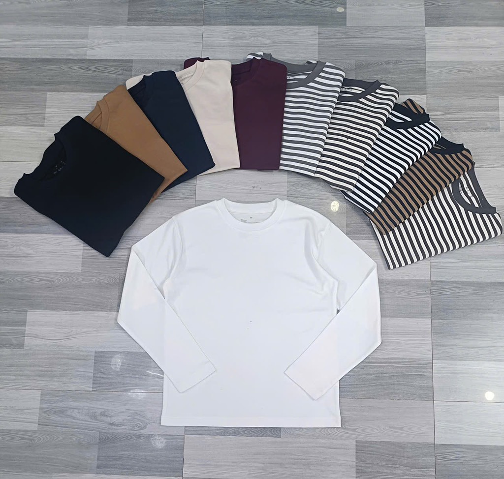 AE29 Áo thun cotton cổ tròn tay dài