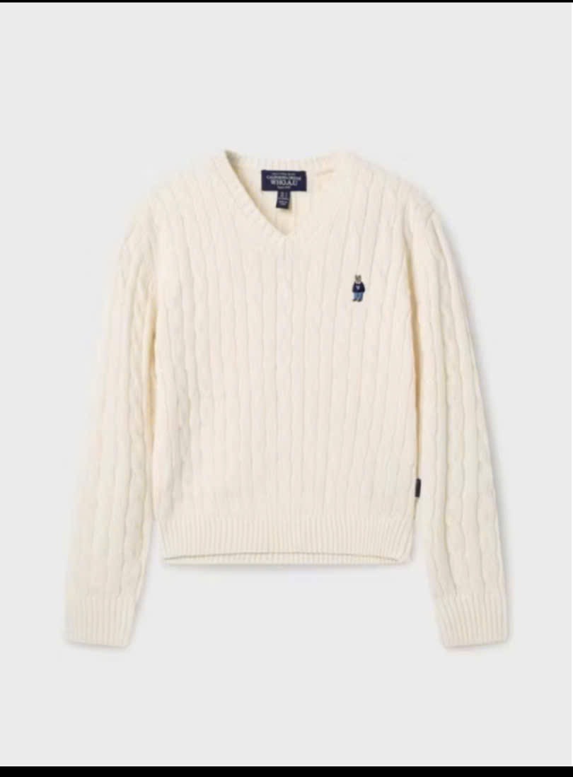 A124 Áo len gấu cổ tim