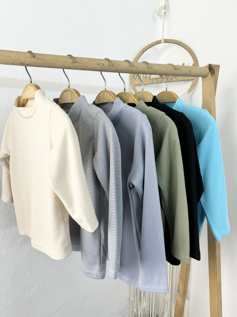 A163 Áo cổ 3 phân trẻ em Mu Zi