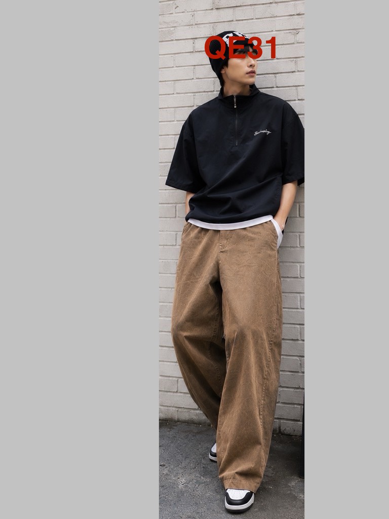 QE31 Quần nhung ống siêu rộng unisex
