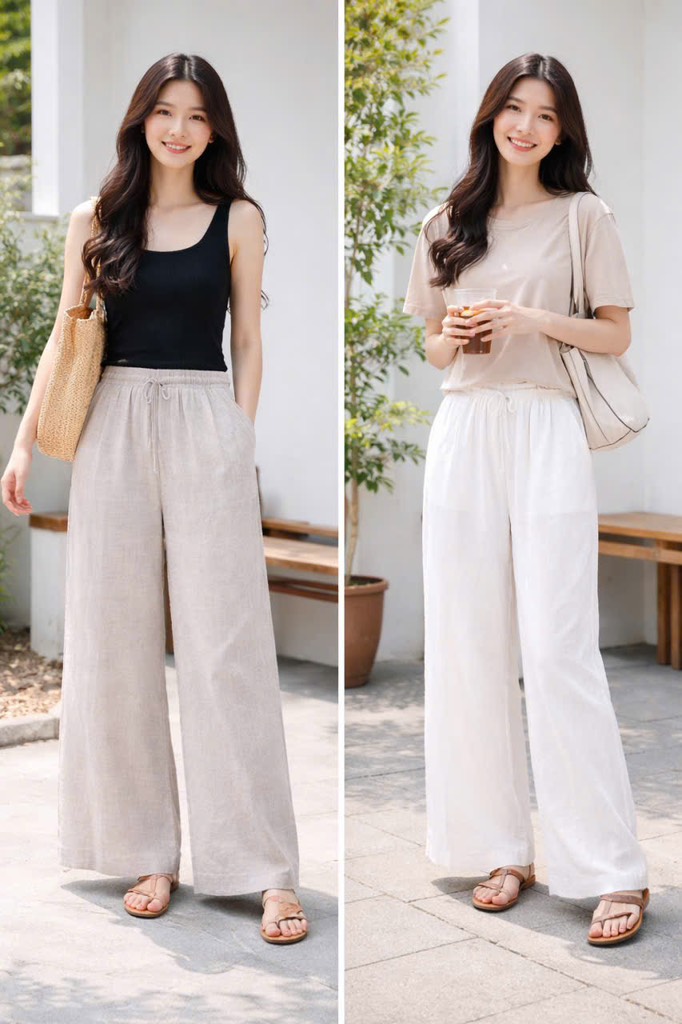 QE02 Quần suông linen Atg