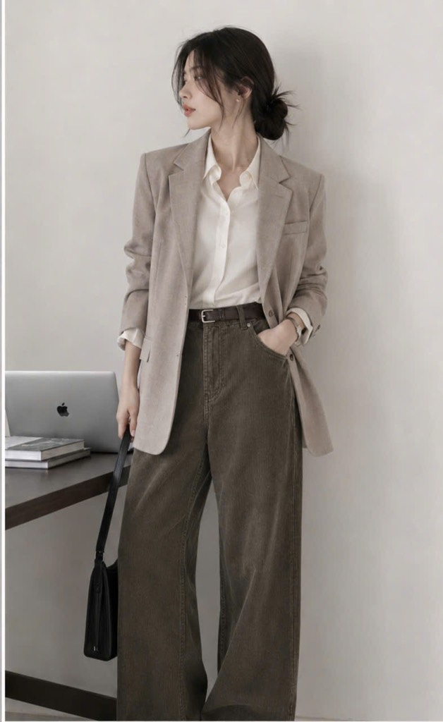 QE33 Quần nhung ống suông