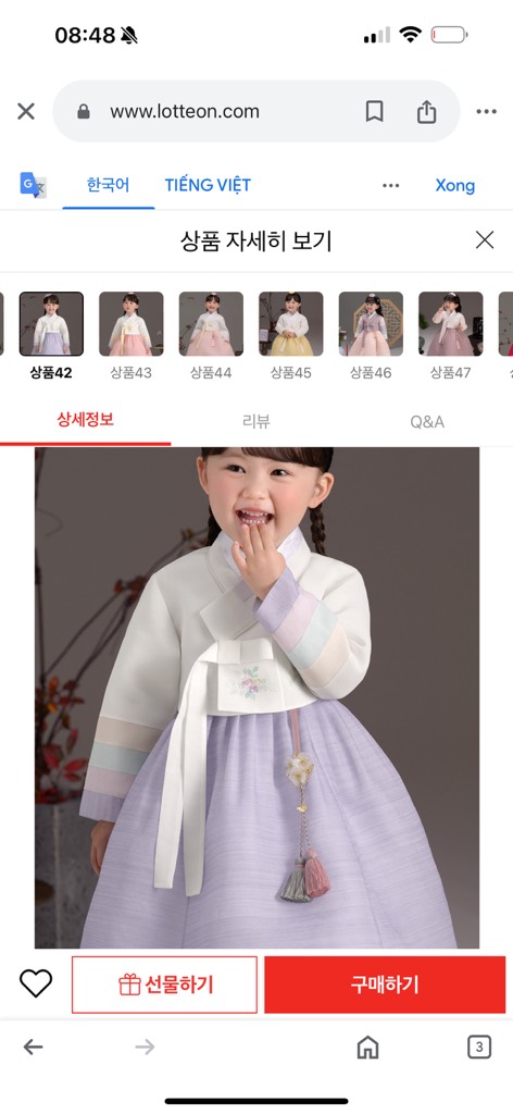 Bộ Hanbok bé gái 7t