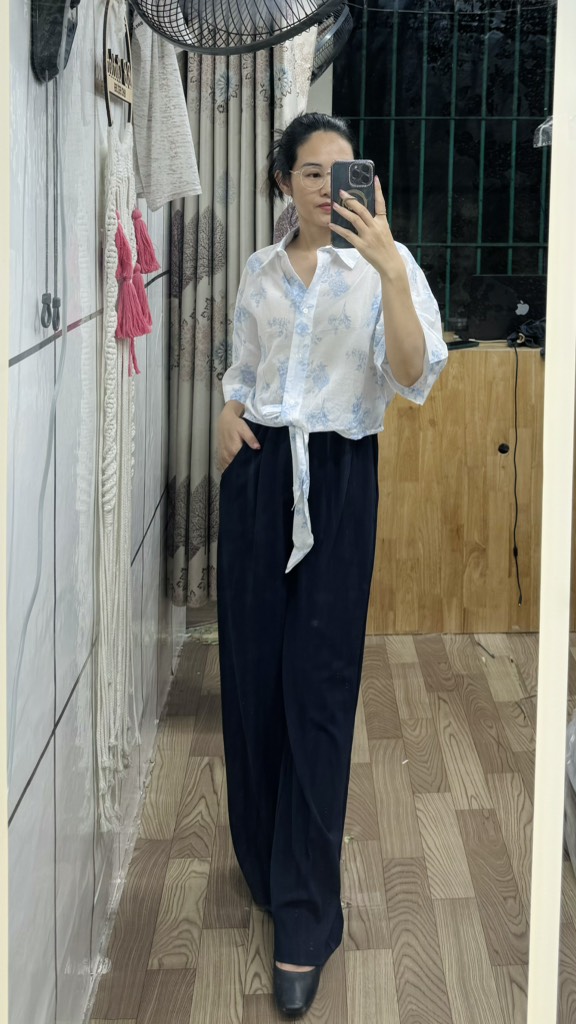 A117 Áo sơ mi thô boi croptop GJ