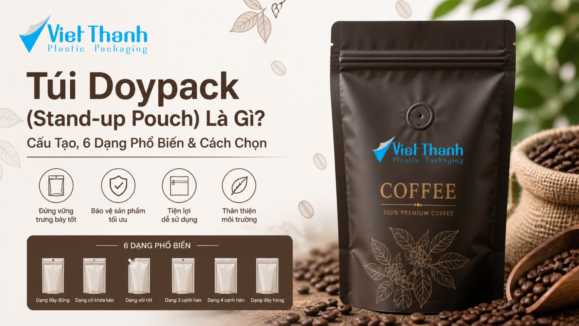 Túi Doypack (Stand-up Pouch) Là Gì? Cấu Tạo, 6 Dạng Phổ Biến & Cách Chọn Cho Doanh Nghiệp