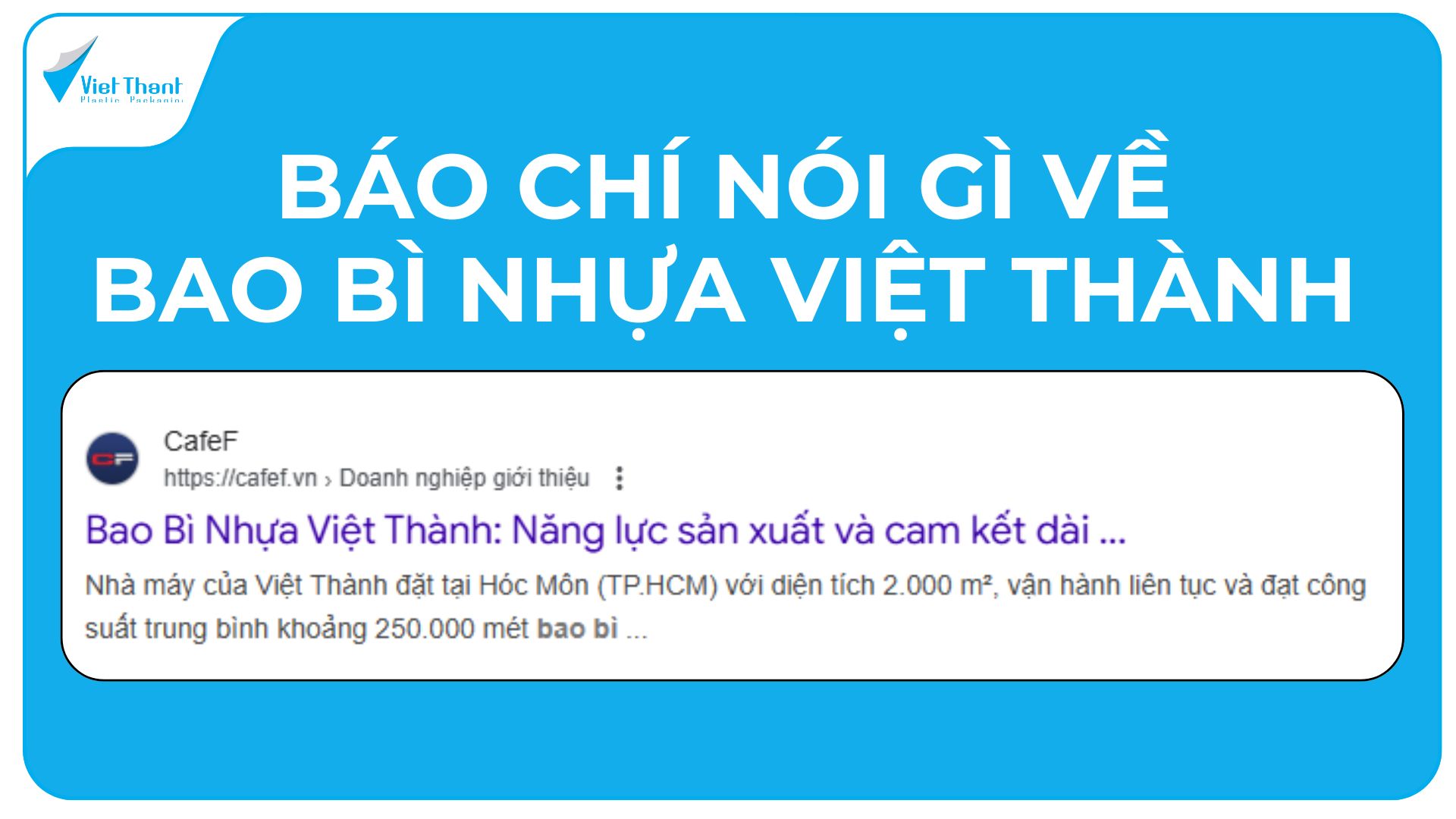 Báo chí nói gì về Bao Bì Nhựa Việt Thành?
