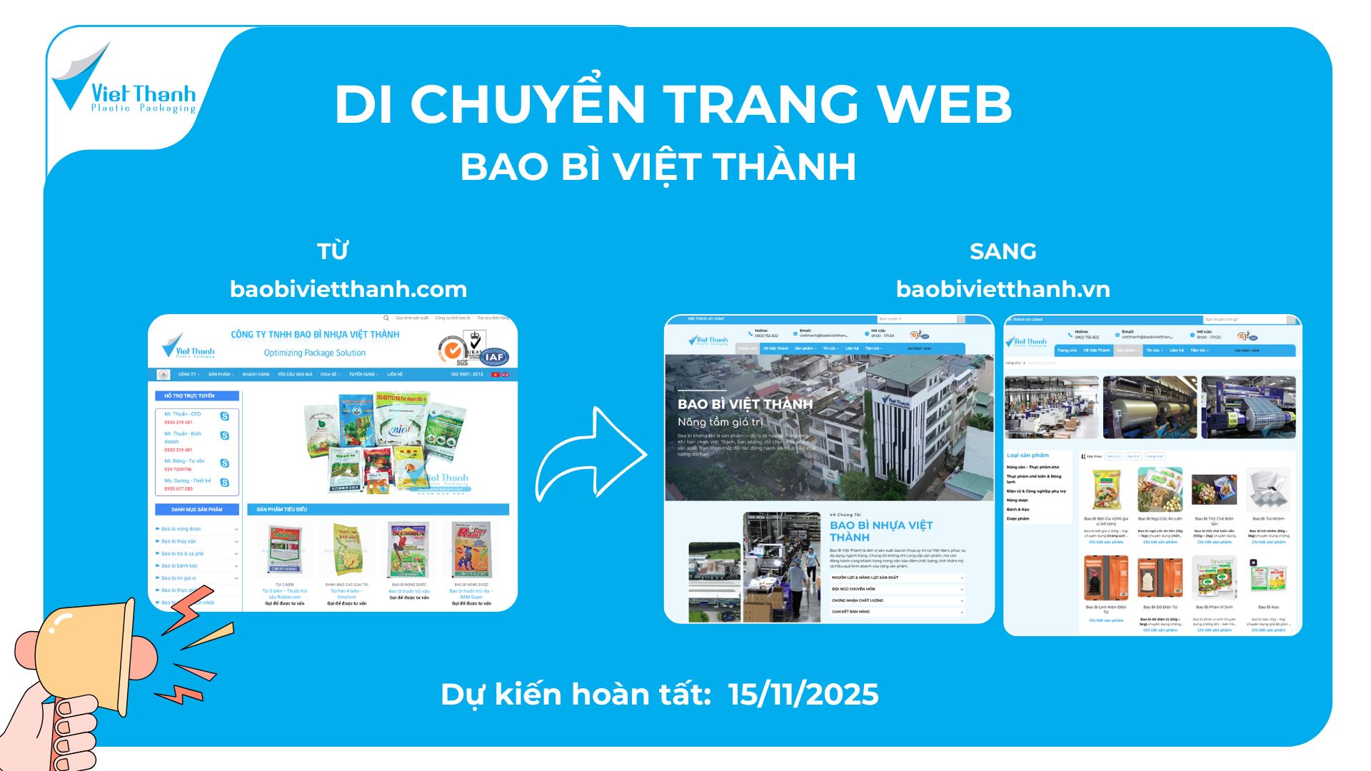 Trang web mới Bao bì nhựa Việt Thành