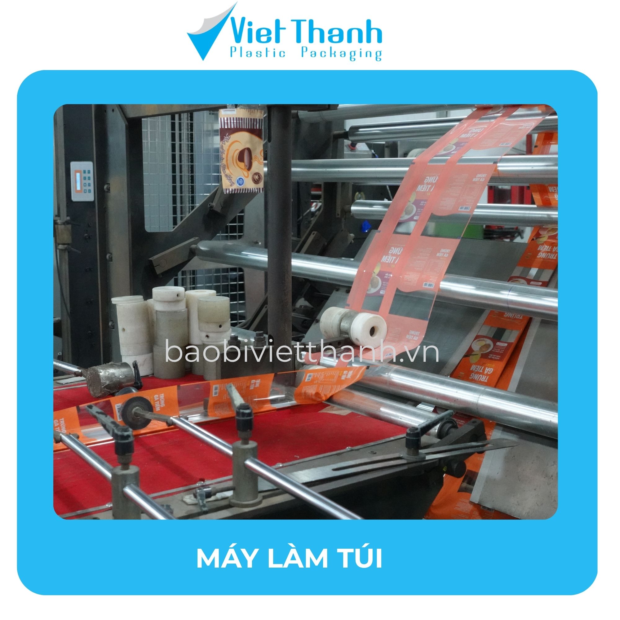 Máy làm túi bao bì tại nhà máy Việt Thành