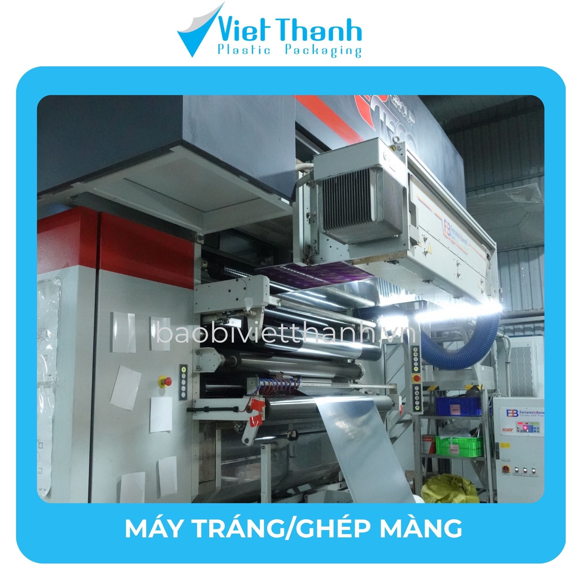 Máy tráng ghép màng tại nhà máy Bao Bì Nhựa Việt Thành