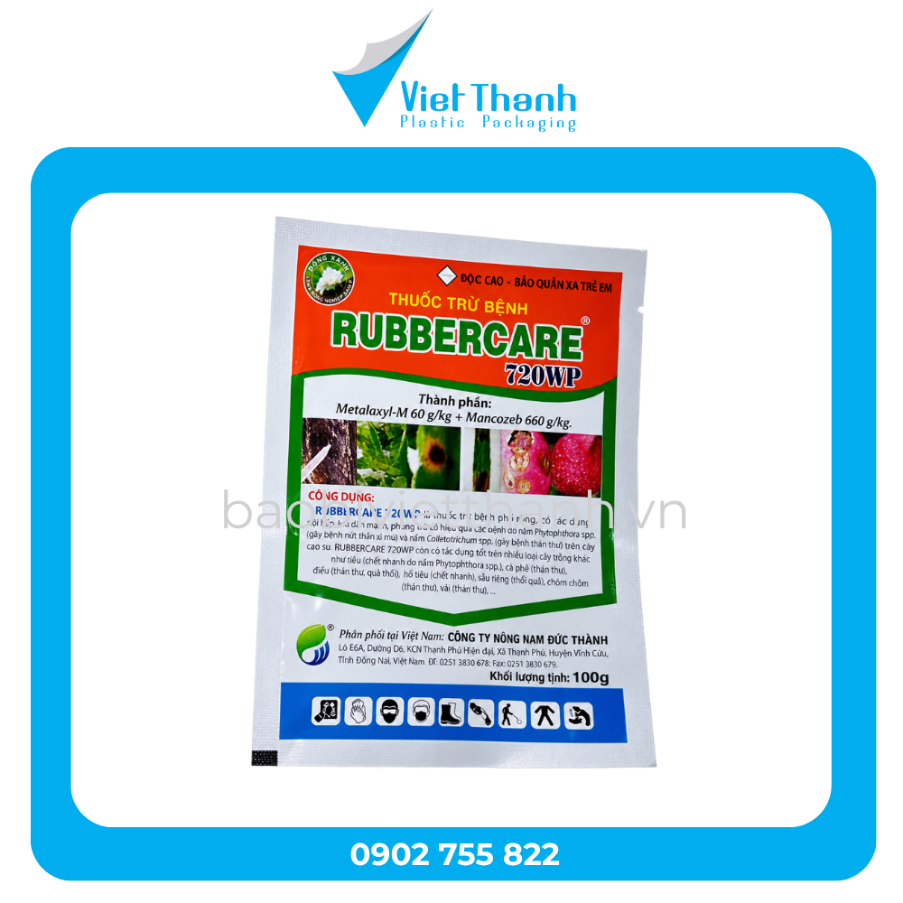 Túi 3 biên 100 g cho thuốc trừ bệnh dạng bột