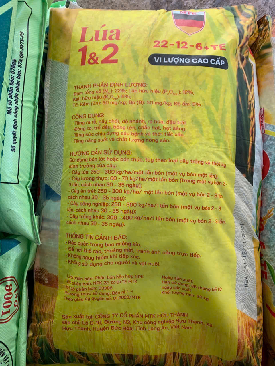NPK Lúa 1&2 22-12-6 MTK