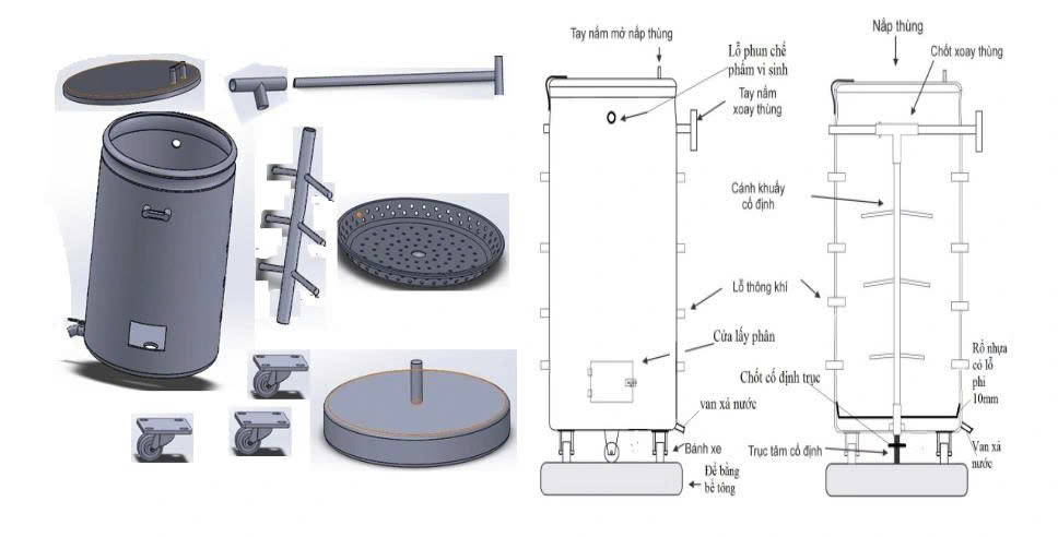 Thiết kế mẫu thùng ủ rác hữu cơ