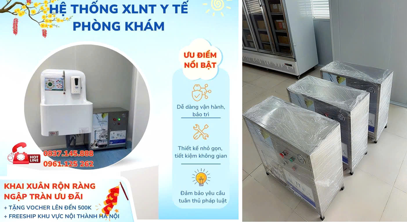 Thiết bị xử lý nước thải phòng khám y tế, nha khoa, thẩm mỹ (500 lit/ngày)