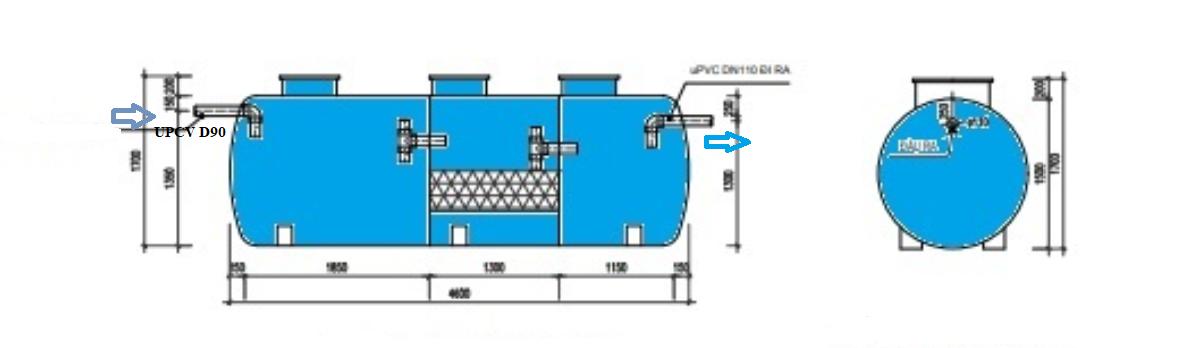 Bể tự hoại cải tiến 5 ngăn từ 2 - 20 m3/ngđ