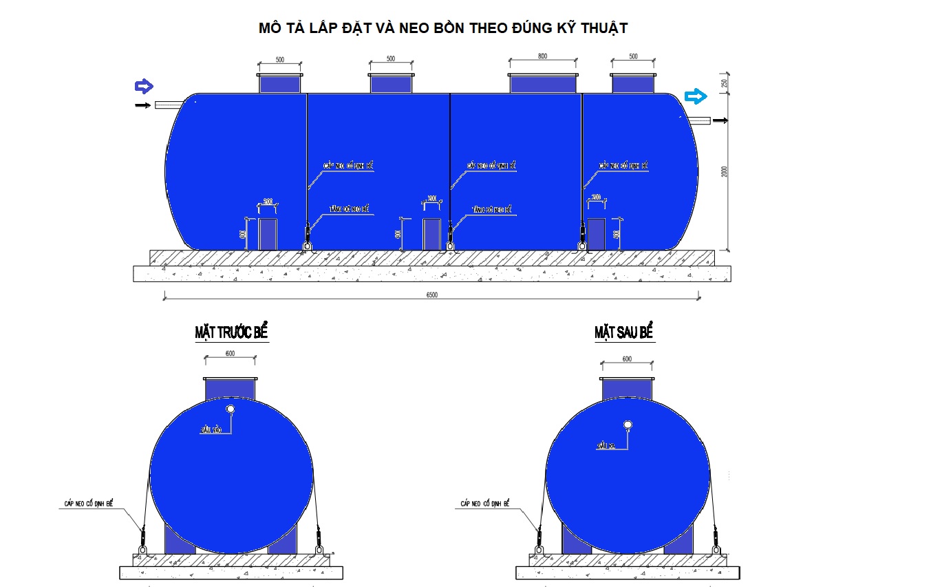 Bể tự hoại cải tiến 5 ngăn từ 2 - 20 m3/ngđ