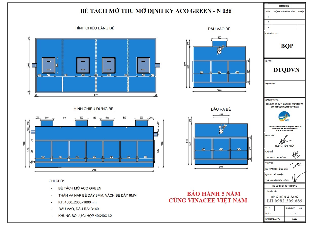 Bể tách mỡ ACO Green giá xưởng (Chất liệu composite)