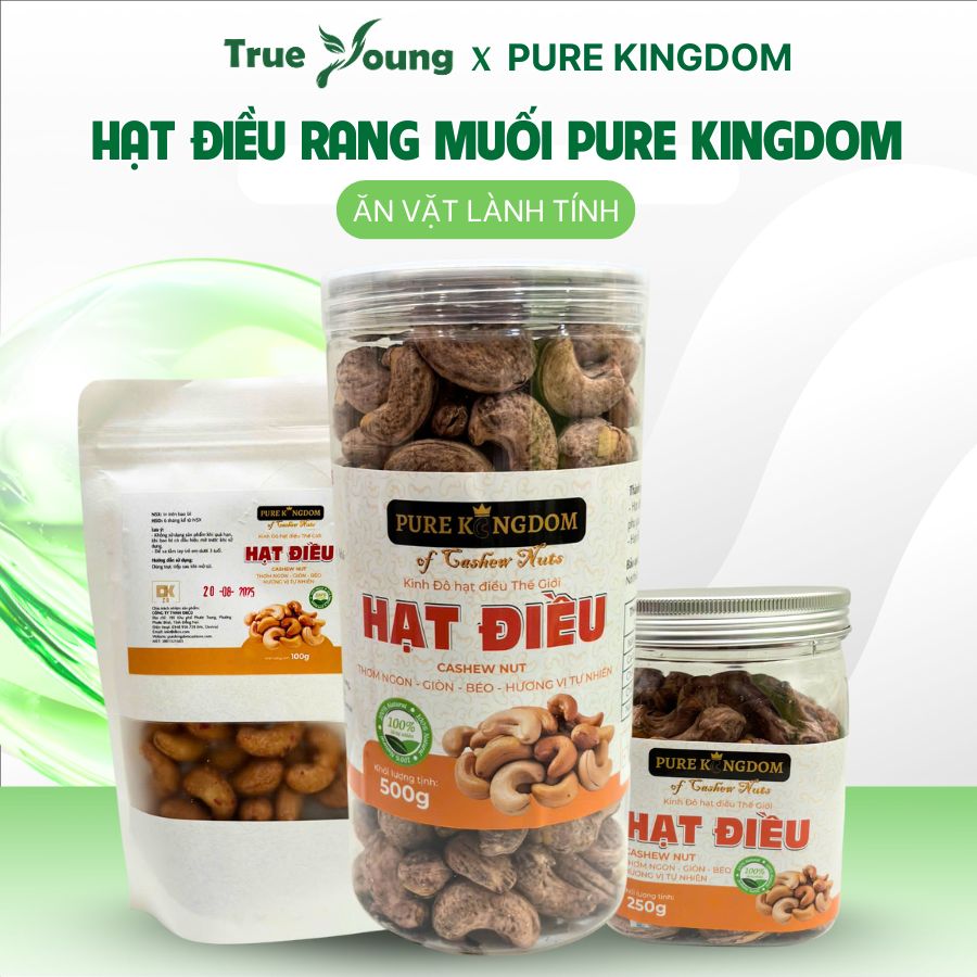 Hạt Điều Rang Muối ( còn lụa ) Pure Kingdom
