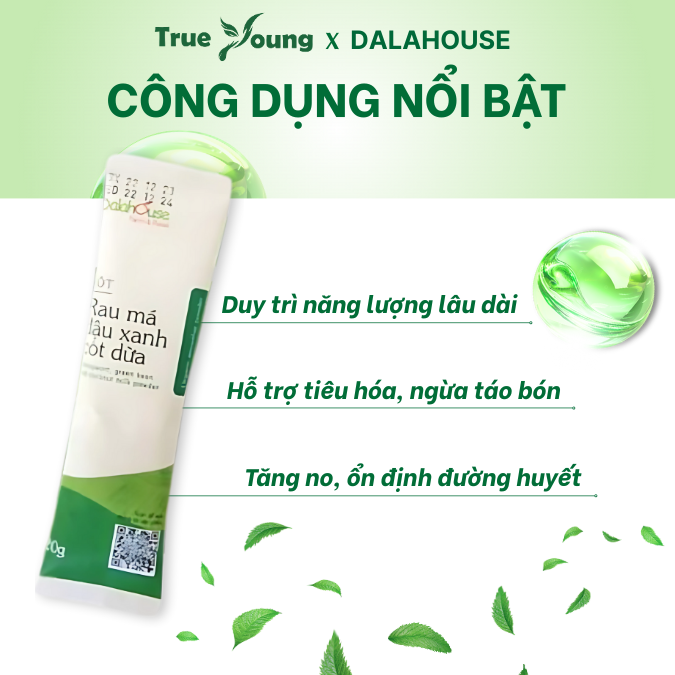 Bột rau má đậu xanh cốt dừa Dalahouse đạt chuẩn hữu cơ