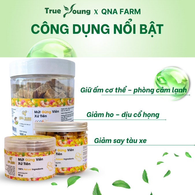 Mứt gừng viên Xứ Tiên cay nhẹ thơm nồng, giữ ấm cơ thể