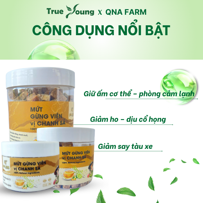Mứt Gừng Viên Vị Chanh Sả Qna Farm