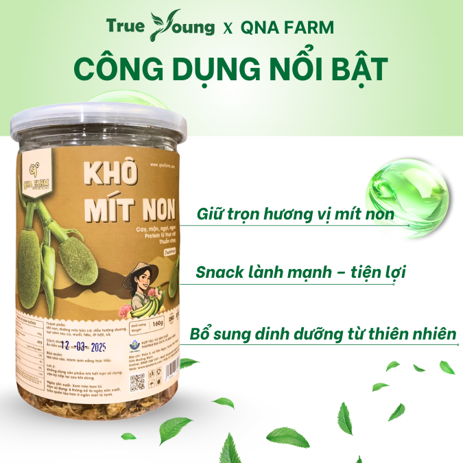 Khô mít non QNA FARM vị cay, mặn, ngọt ngon, protein từ thực vật