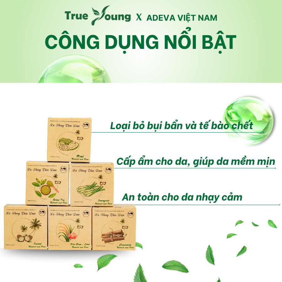 Xà Bông Thảo Dược ADEVA NONI Giúp Loại Bỏ Bụi Bẩn Và Tế Bào Chết Trên Da, Dưỡng Ẩm Mềm Mịn