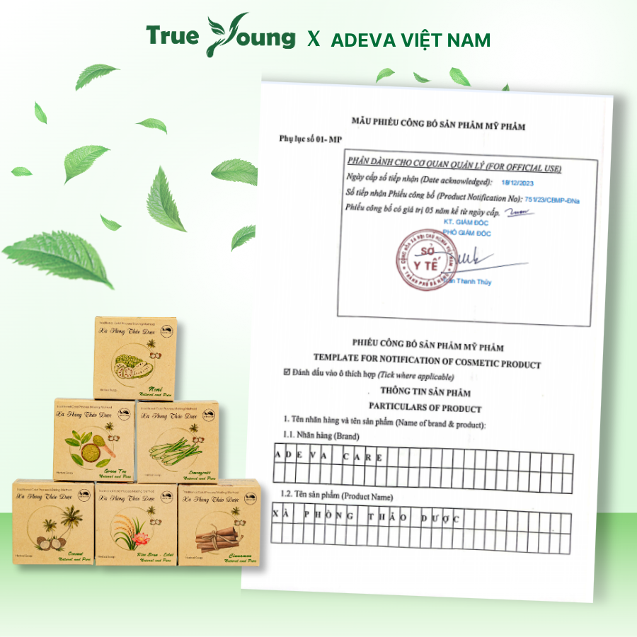 Xà Bông Thảo Dược ADEVA NONI Giúp Loại Bỏ Bụi Bẩn Và Tế Bào Chết Trên Da, Dưỡng Ẩm Mềm Mịn