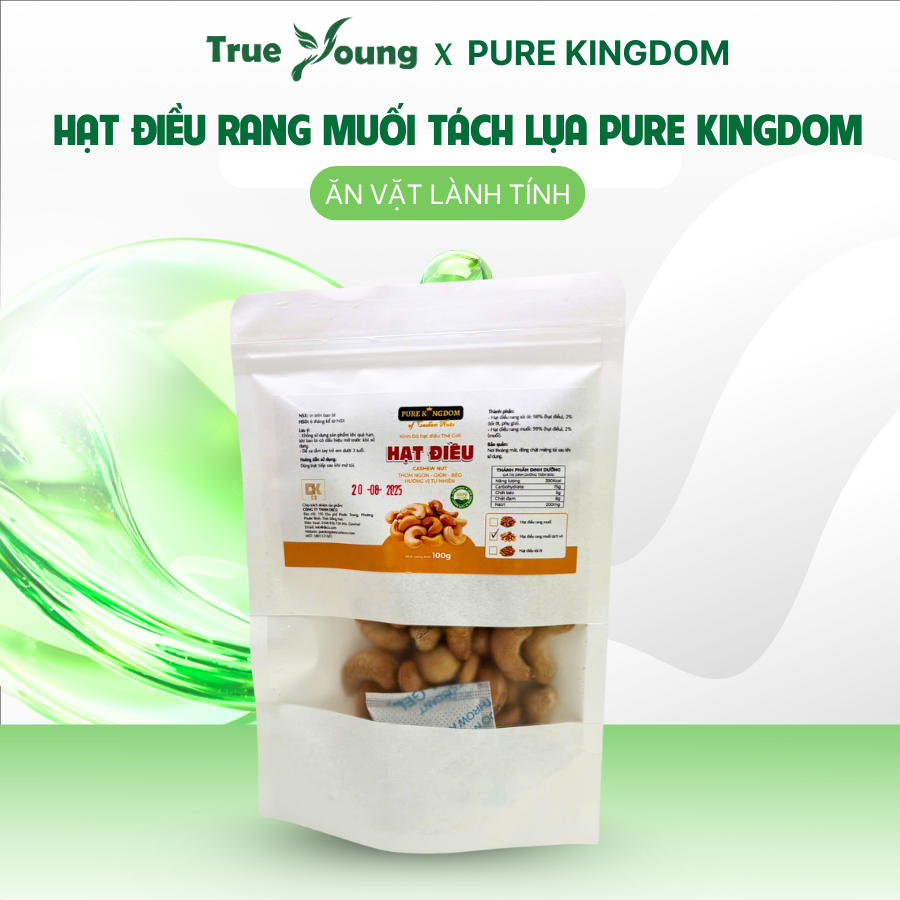 Hạt ĐIều Rang Muối (Tách Lụa) Pure Kingdom