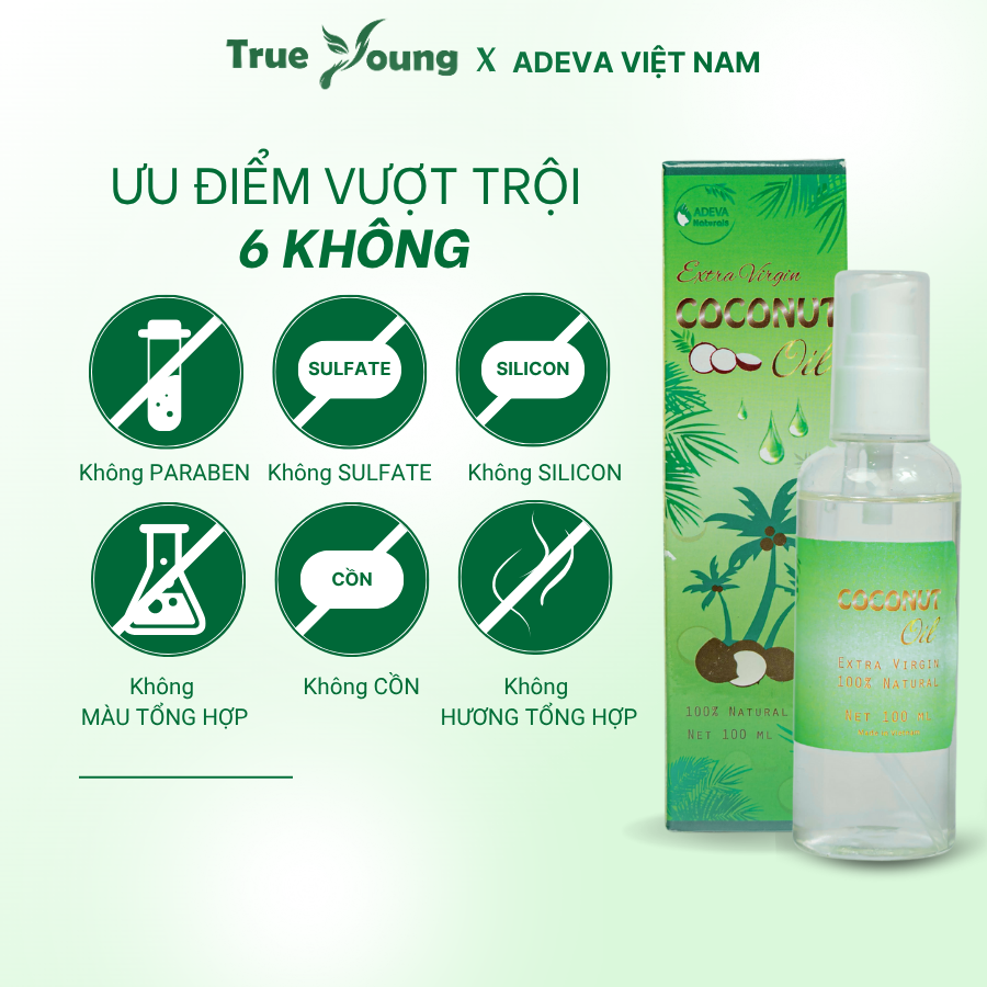 Dầu Dừa Ép Lạnh Cao Cấp ADEVA NONI COCONUT OIL 100ML Body Oil Dưỡng Ẩm Da Làm Đẹp Da Dưỡng Body