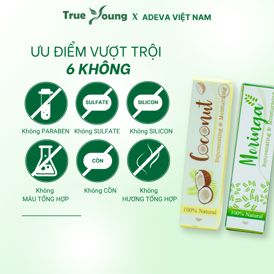 Son Dưỡng Môi Không Màu ADEVA Chiết Xuất Thiên Nhiên Dưỡng Môi Hồng Hào, Phù Hợp Môi Khô, Nứt Nẻ